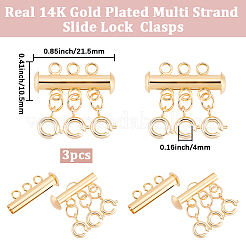 3Pcs 3 Holes Brass Slide Lock Clasps&nbsp;KK-BBC0027-60B
