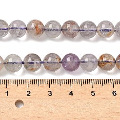 天然の紫色のファントムクォーツ、紫色のロドライトクォーツビーズ連売り  ラウンド  8.5~9mm  穴：0.8mm  約46個/連  15.28インチ（38.8cm）&nbsp;G-L644-D01-8mm