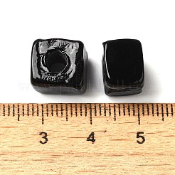 手作りランプワークビーズ  キューブ  ブラック  8.5~10x8.5~10.5x8~10.5mm  穴：4mm&nbsp;LAMP-B025-01A-05