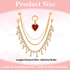 4Pcs Iron Rhinestone & Brass Boot Strap Chains and 2Pcs Heart Alloy Enamel Shoes Charms&nbsp;HJEW-DR00260