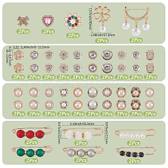 合金安全ピンブローチ  ウエストパンツ締め付け用キルトピン 女性用  ミックスカラー  40x27mm&nbsp;AJEW-SP0002-10