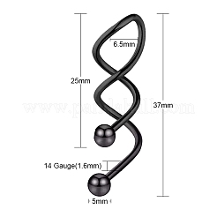 316 Stainless Steel Spiral Barbell&nbsp;AJEW-G042-02EB