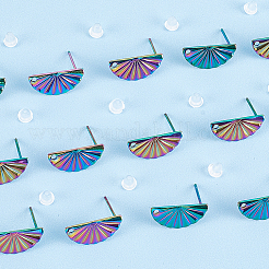 40Pcs Rainbow Color 304 Stainless Steel Stud Earring Findings&nbsp;EJEW-AR0001-02