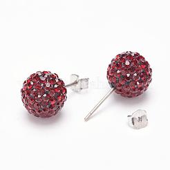 彼女へのバレンタインデーギフト  925スターリングシルバーオーストリアのクリスタルラインストーンスタッドピアス  丸玉スタンドピアス  ラウンド  208 _siam  6mm&nbsp;Q286J-208
