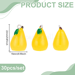プラスチックペンダント30個  梨の魅力  プラチナループ付き  きいろ  22x15mm&nbsp;KY-GA0001-45