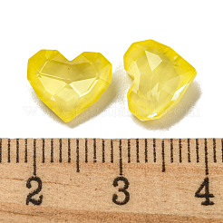 ガラスラインストーンカボション  ポイントバック＆バックメッキ  多面カット  ハート  黄水仙  8.5x10x4mm&nbsp;RGLA-G021-05C-213DE