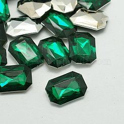 模造台湾アクリルラインストーンカボション  尖ったバック＆ファセット  レクタングルオクタゴン  ミックスカラー  27x18x6.5mm&nbsp;GACR-A010-18x27mm-M