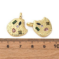 Brass Micro Pave Cubic Zirconia Pendants&nbsp;KK-P308-32G