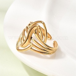 304 Stainless Steel Cuff Open Rings for Women&nbsp;RJEW-L342-14G