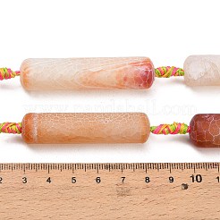 天然石風化瑪瑙ビーズ連売り  染め＆加熱  コラム  サンゴ  52~54x13~14mm  穴：2~2.5mm  約5~6個/連  15.24~16.14''（38.7~41センチメートル）&nbsp;G-A321-K02-01