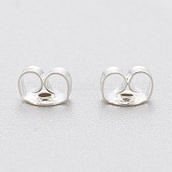 304ステンレススチール製イヤーナット  ポスト イヤリングのバタフライ イヤリング バック  銀  4x3x2mm  穴：0.8mm&nbsp;STAS-K203-01S