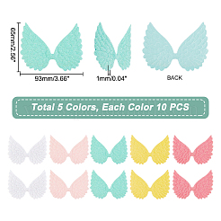 AHADEMAKER 50Pcs 5 Colors Cloth Embossed Wing Ornament Accessories&nbsp;FIND-GA0002-54
