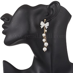 Bowknot ABS Imitation Pearl Beads Dangle Stud Earrings&nbsp;EJEW-TA00755