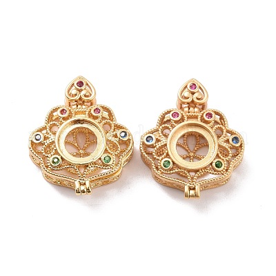 Brass Micro Pave Colorful Cubic Zirconia Locket Pendants&nbsp;KK-G390-29MG-1