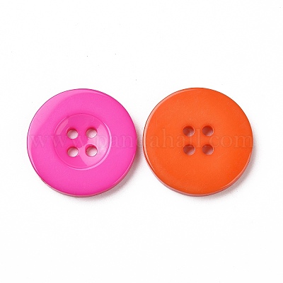 樹脂ボタン  染め  フラットラウンド  ミックスカラー  25x3mm&nbsp;RESI-D033-25mm-M-1