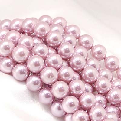 Round Shell Pearl Bead Strands&nbsp;BSHE-L011-8mm-A001-1