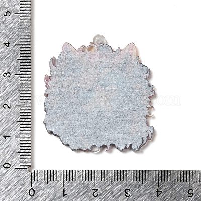 アクリルパーツ  動物  オオカミ  38x35.5x1.5mm  穴：1.5mm&nbsp;OACR-O007-01A-1