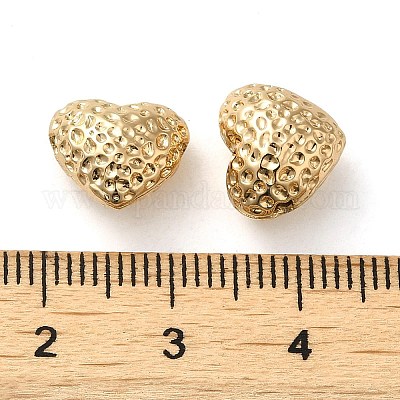 真鍮ビーズ  カドミウムフリー＆ニッケルフリー＆鉛フリー  テクスチャ  ハート  18KGP本金メッキ  10x11x7mm  穴：1.6mm&nbsp;KK-H455-07G-1