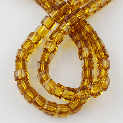 ガラスビーズ連売り  多面カット  キューブ  ダークチソウ  5~6x5~6x5~6mm  穴：1mm  95~100個/連  54~57cm&nbsp;GLAA-R041-6x6mm-12-1