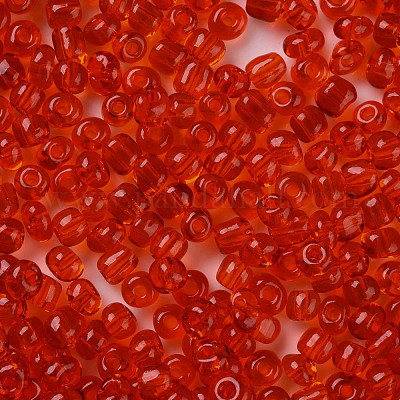 ガラスシードビーズ  トランスペアレント  ラウンド  レッド  6/0  4mm  穴：1.5mm  約4500ビーズ/ポンド&nbsp;SEED-A004-4mm-5-1