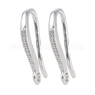 真鍮のピアスフック  釣り針  プラチナ  15x8.5x1.5mm  穴：1mm&nbsp;KK-U008-05P-1