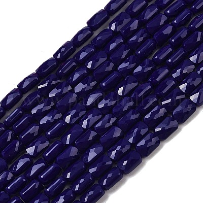 オペークガラスビーズ連売り  長方形  多面カット  ミッドナイトブルー  7x4.5x3.5mm  穴：0.9mm  約79~80個/連  21.65''~22.24''（55~56.5センチメートル）&nbsp;GLAA-Z018-D26-1