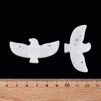 Eagle Shape Natural White Jade Gemstone Pendants&nbsp;G-P563-05E-1