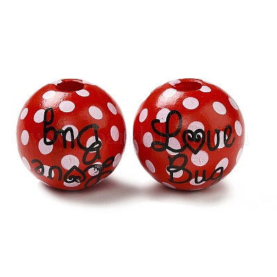 Printed Wood Round Beads&nbsp;WOOD-C012-01C-1