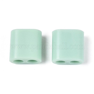 ABSプラスチックビーズ  正方形  2穴  5~6mmコードに適合  アクアマリン  15x15x8.5mm  穴：4.8mm&nbsp;OACR-N156-07G-1