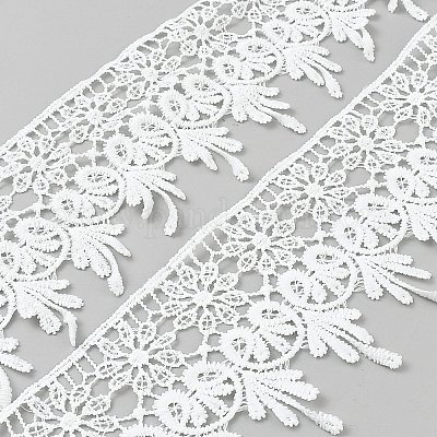 ポリエステルリボン  花  ホワイト  3-1/2~3-5/8インチ（90~92mm）  約15.00ヤード（13.72m）/ロール&nbsp;OCOR-WH0111-85-1