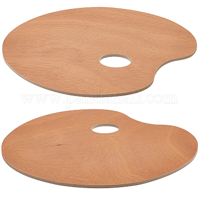 楕円形の木のカラーパレット  シエナ  298x248x4.5mm  穴：46.5x35.5mm&nbsp;AJEW-WH20098-001-1