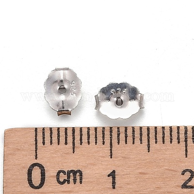 変色防止ロジウムメッキスターリングシルバーのイヤリングナット925個  プラチナ  5x6x3mm  穴：0.7mm  約100個/10g&nbsp;STER-E041-11B-1