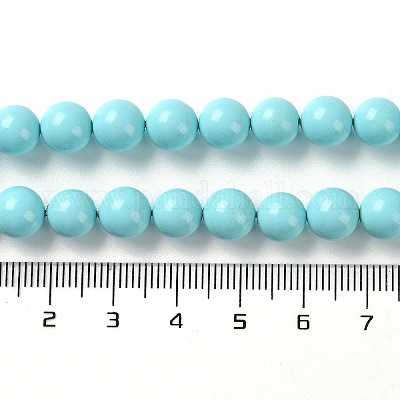 シェルパールビーズ連売り  グレードA  洗練された  ラウンド  ターコイズ  8mm  穴：0.8mm  約47~50個/連  16インチ&nbsp;SP8MM245-1