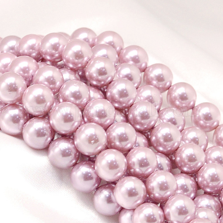Round Shell Pearl Bead Strands BSHE-L011-8mm-A001-1
