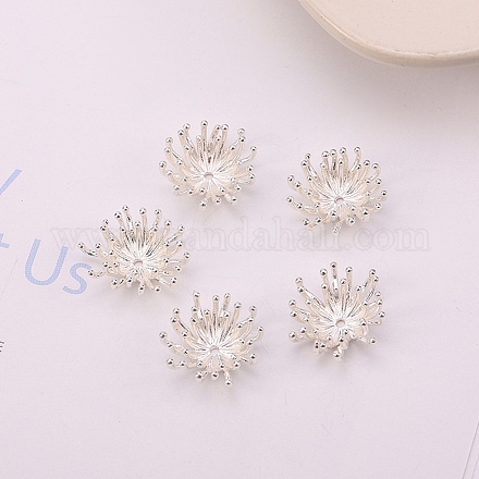 真鍮ビーズ  花  銀  13x6mm  穴：1mm&nbsp;FIND-WH0199-318S-1