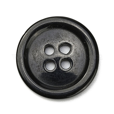 樹脂ボタン  染め  フラットラウンド  ブラック  20x3mm  穴：2mm  195個/袋&nbsp;RESI-D030-20mm-02-1