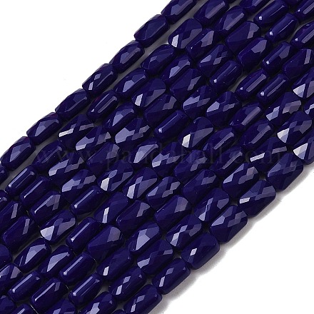 オペークガラスビーズ連売り  長方形  多面カット  ミッドナイトブルー  7x4.5x3.5mm  穴：0.9mm  約79~80個/連  21.65''~22.24''（55~56.5センチメートル）&nbsp;GLAA-Z018-D26-1