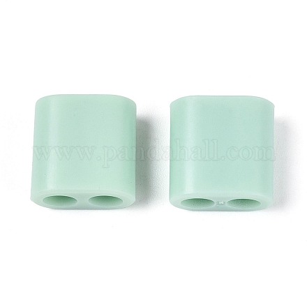 ABSプラスチックビーズ  正方形  2穴  5~6mmコードに適合  アクアマリン  15x15x8.5mm  穴：4.8mm&nbsp;OACR-N156-07G-1