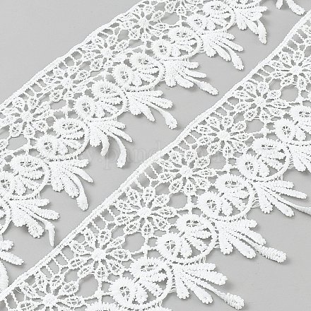 ポリエステルリボン  花  ホワイト  3-1/2~3-5/8インチ（90~92mm）  約15.00ヤード（13.72m）/ロール&nbsp;OCOR-WH0111-85-1