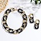 CCB Plastic Oval Link Chain Necklaces & Stud Dangle Earrings Sets, Black, 410mm