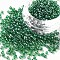 8/0 Glass Seed Beads, Trans. Colours Lustered, Round, Green, 3mm, Hole: 1mm, about 1111pcs/50g, 50g/bag, 18bags/2pounds
