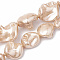Shell Pearl Beads Strands, Polished, Nugget, PeachPuff, 15~25x10~26x5~16mm, Hole: 1mm, about 18pcs/strand, 14.96 inch