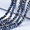 Electroplate Glass Beads Strands, Opaque Solid Color, AB Color Plated, Faceted, Rondelle, Black, 8x6mm, Hole: 1mm, about 60~62pcs/strand, 39~40cm