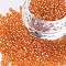 8/0 Glass Seed Beads, Trans. Colours Lustered, Round, Orange, 3mm, Hole: 1mm, about 1111pcs/50g, 50g/bag, 18bags/2pounds