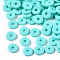 Handmade Polymer Clay Beads, Disc/Flat Round, Heishi Beads, Aquamarine, 6x1mm, Hole: 2mm, about 23500pcs/1000g