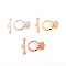 Brass Toggle Clasps, Crown, Mixed Color, Ring: 19x12.5x9mm, Hole: 1mm, Bar: 19x5.5x3.5mm, Hole: 1.2mm