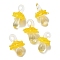 Handmade Lampwork Pendants, Bumpy, Mushroom, Yellow, 24.5~29.5x15~18.5mm, Hole: 2~5mm