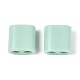 ABSプラスチックビーズ  正方形  2穴  5~6mmコードに適合  アクアマリン  15x15x8.5mm  穴：4.8mm&nbsp;OACR-N156-07G-1
