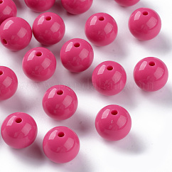 不透明なアクリルビーズ  ラウンド  カメリア  16x15mm  穴：2.8mm  約220個/500g