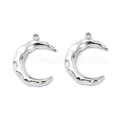 Non-Tarnish 304 Stainless Steel Pendants, Moon Charm, Stainless Steel Color, 15.5x12x1.8mm, Hole: 1.2mm